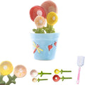 Ceramic Flower Measuring Spoon Set,Decorative FlowerPot Measuring Spoons and Cup Set in Pot, Flower Baking Scale Spoons with Base for Dry and Liquid Ingredient, 1/4 Tsp,1/2 Tsp,1Tsp,1Tbsp (Blue)