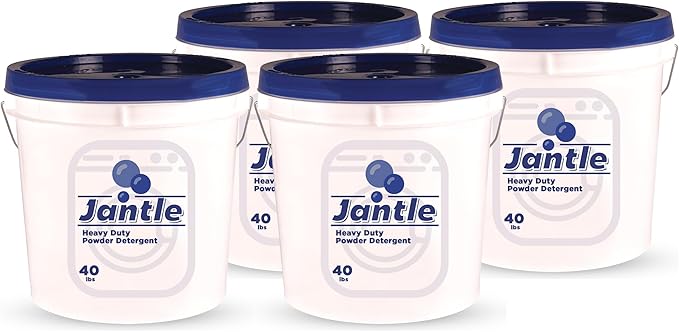 Laundry Detergent Powder Bucket, Low Suds Laundry Detergent Bucket - Lemon Scent- 40 lbs Pail Economical Powdered Detergent Commercial Laundry - for Commercial and Household - 40 Pounds (4 Buckets)