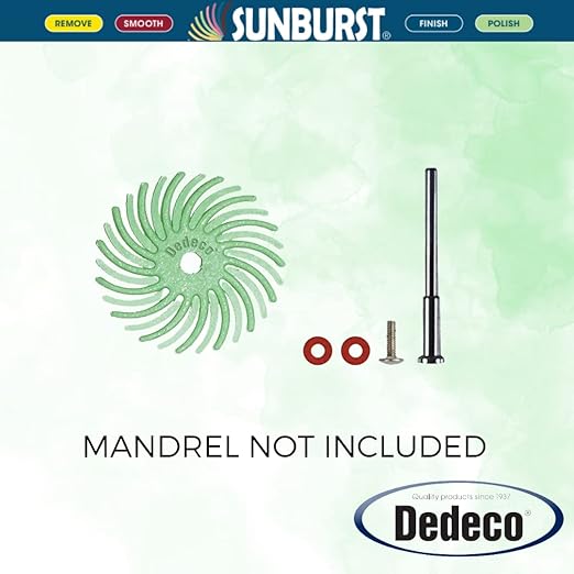 Dedeco Sunburst Radial Bristle Discs 48-Pack - 7/8" Curved - Light Green 14000 Grit (Ultra-Fine, 1 Micron) - Aluminum Oxide for Polishing & Finishing