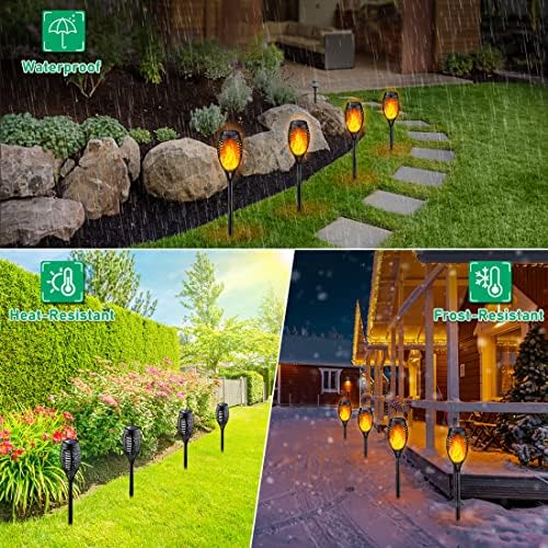 IkeeRuic Solar Torch Light with Flickering Flame for Halloween Decorations