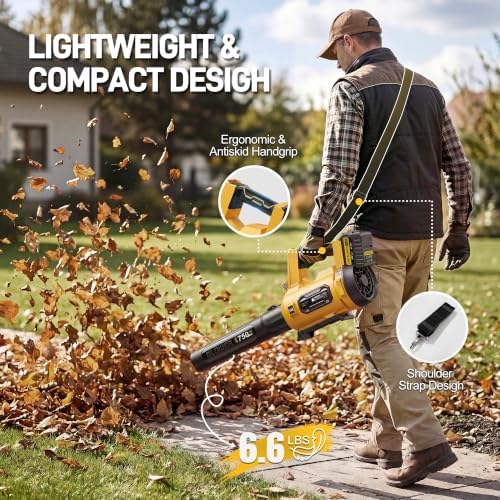 LOSART 750CFM Leaf Blower Cordless with 2x6.0Ah Batteries, Brushless Motor