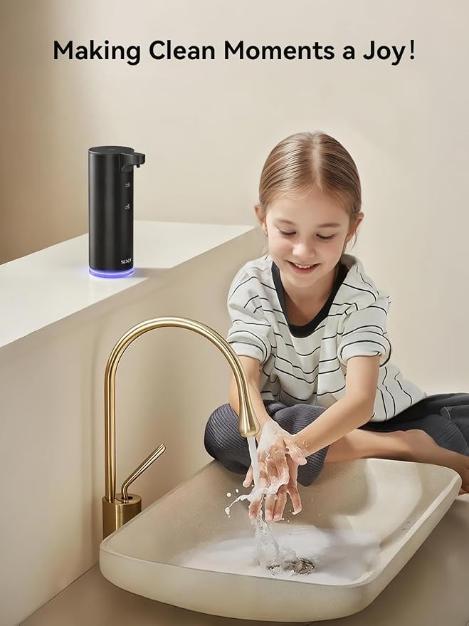 SUNLY Automatic Foam Soap Dispenser, 0.2s Fast Sensor, USB-C Rechargeable, Smudge-Resistant Stainless Steel, Touchless Liquid & Foaming Soap Dispenser for Bathroom, Kitchen, Hotel, Black