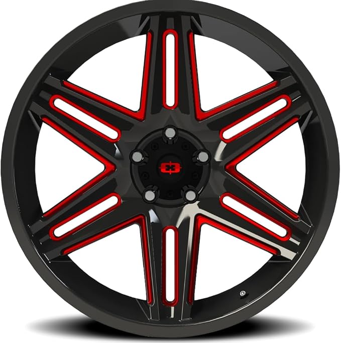 Vision 363 Razor 24x12 5x5.5" -51mm Black/Red Wheel Rim 24" Inch