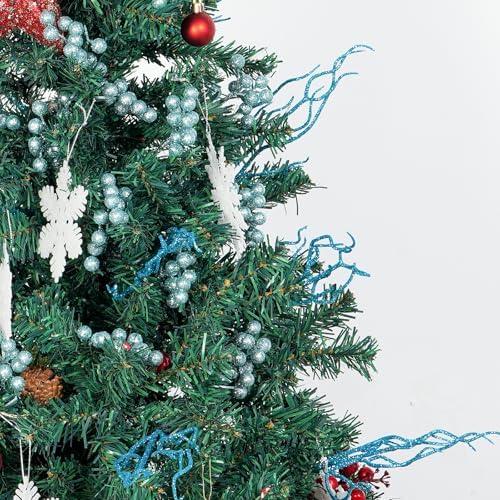 Fangoo 20 Pack 7 Inch Artificial Light Blue Berry Picks for Christmas Tree