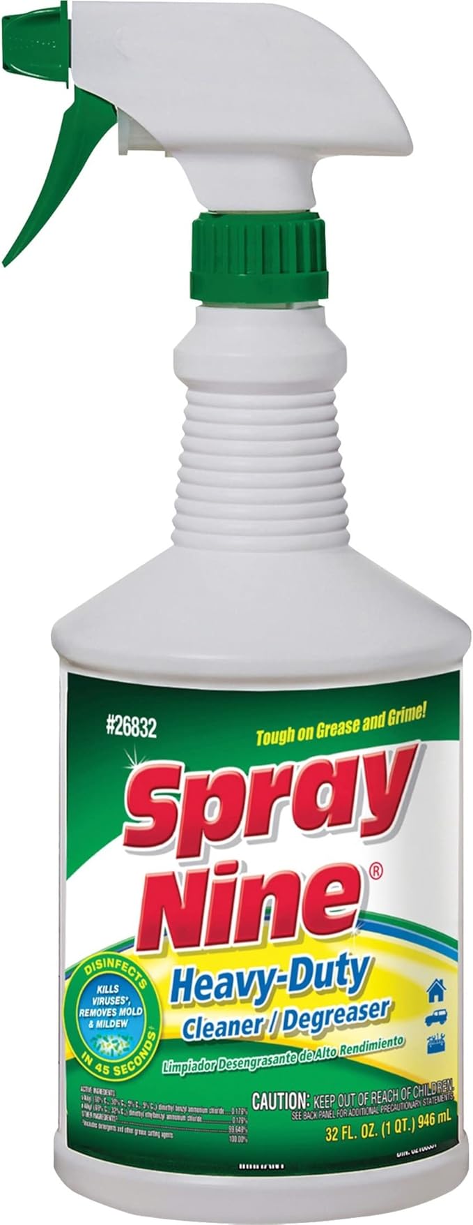 Spray Nine 26832-12PK Heavy Duty Cleaner, Degreaser & Disinfectant for Kitchens, Bathrooms, Yard Equipment, Automotive & Industrial 32 Fl Oz. (Pack of 12)