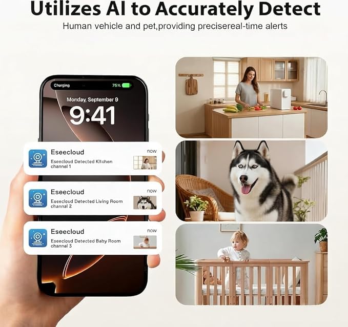 2K Alarm Clock Camera, 5G & 2.4G WiFi Indoor Nanny Cam for Home Security, Full Color Night Vision, AI Human Motion Detection, Local SD Storage