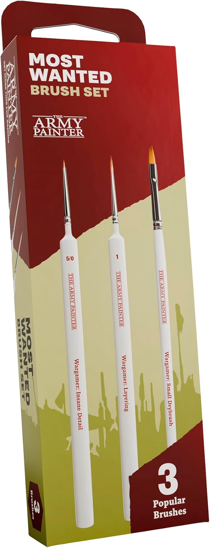 The Army Painter Most Wanted Brush Set, Black, Miniatures Paint Brush Set of 3 Wargamer Brushes: Small Drybrush, Layering & Insane Detail - Quality Detail Brush Set Handmade in Europe