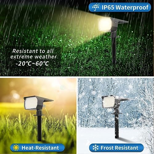 WENATY Solar Spot Lights Outdoor Waterproof Spotlight, 2 Pack, Warm White