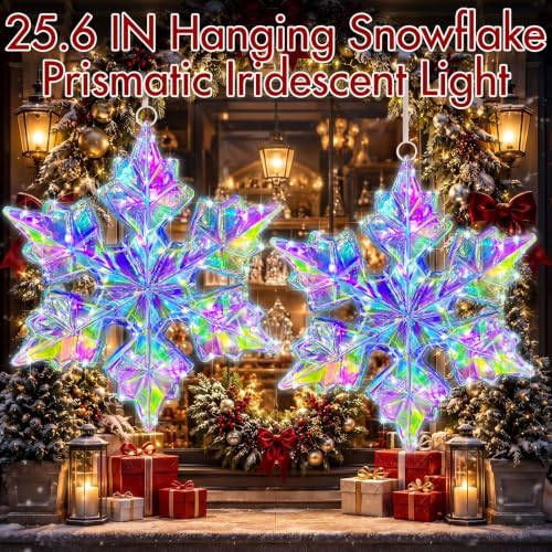 Nuanchu 4 Pcs 25.6" LED Christmas Snowflake Lights Decor, Laser