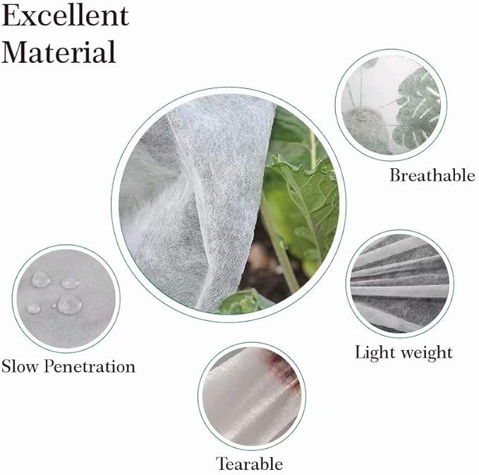 Agfabric Winter Plant Covers Freeze 96"x84" 0.9oz Freeze Cloths for Plants Plant Winter Cover Drawstring Bags Shrub Jacket Season Extension,White
