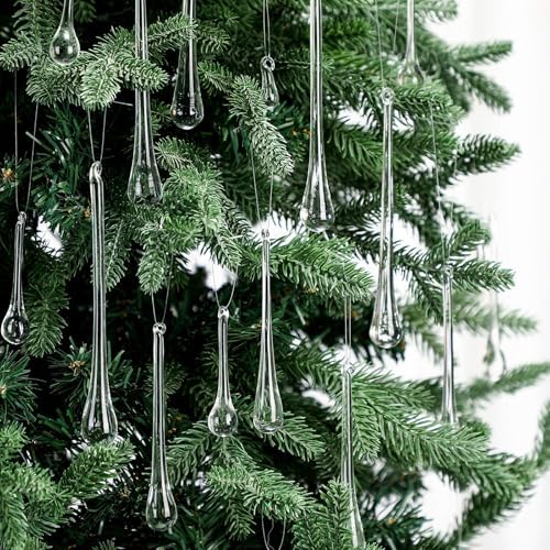 44 Pcs Crystal Glass Teardrop Christmas Ornaments, 4 Medium Size