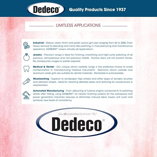 Dedeco Sunburst Radial Bristle Discs 48-Pack - 3/4" Curved - Red 220 Grit (Standard) - Aluminum Oxide for Polishing & Finishing