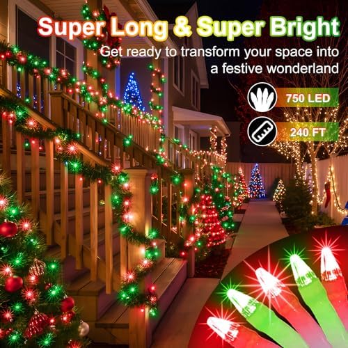 WUXYIYANG 750 LED 240FT Red & Light Green Valentine Lights, 12 Pro Modes