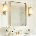 USHOWER Gold Bathroom Mirror 22"x30", Brushed Champagne Gold Rectangle Mirror for Over Sink, Aluminum Frame, Anti-Rust, Tempered Glass, Horizontal or Vertical Mounted