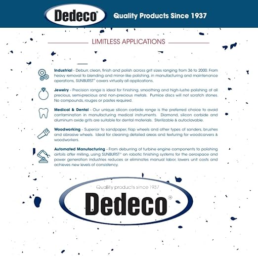 Dedeco Sunburst Radial Bristle Discs 48-Pack - 9/16" Curved - Blue 400 Grit (Fine) - Aluminum Oxide for Polishing & Finishing