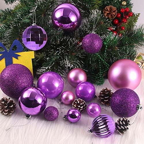 Iris Purple 3.2" Large Christmas Balls - Christmas Tree Decoration Ornaments Shatterproof Hanging Balls for Birthday Halloween Holiday Wedding Decorations Set of 24pcs