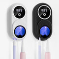 Toothbrush Holder & Toothbrush Cleaner, Fan & Heat Drying, LED Smart Screen, Wall Mounted Tooth Brush Holder for Bathrooms (White+Black)