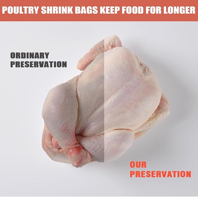 Turkey Shrink Bag, Poultry Shrink Bags, 30 Pack 16x30 inches Clear Shrink Wrap Bags with 30 Zippers, Silicone Straws for Chickens, Rabbits & Turkey