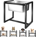 Adjustable Height Elevated Large Dog Water Bowls with Stainless Steel Bowls and Metal Stand，4-Level (8/10/12/14 Inches) Pet Bowl for Dogs for Large Medium Dogs - Durable, Easy to Clean (2gallon)