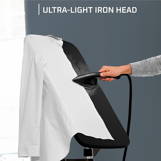 Rowenta IXEO Steamer for Clothes with Ironing Board 65 Inches 45 Second Heatup, 1 Liter Capacity 1500 Watts Ironing, Portable, Fabric Steamer, Garment Steamer, Adjustable QR1410,Black