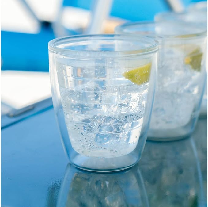 Tervis Clear & Colorful Tabletop 12oz Made in USA Double Walled Insulated Tumbler Travel Cup Keeps Drinks Cold & Hot, 12oz - 4pk, Clear | Made in USA, Double-wall Insulated, Shatterproof, BPA-Free, Dishwasher Safe, Fits Most Cupholders, Great to Gift, ...