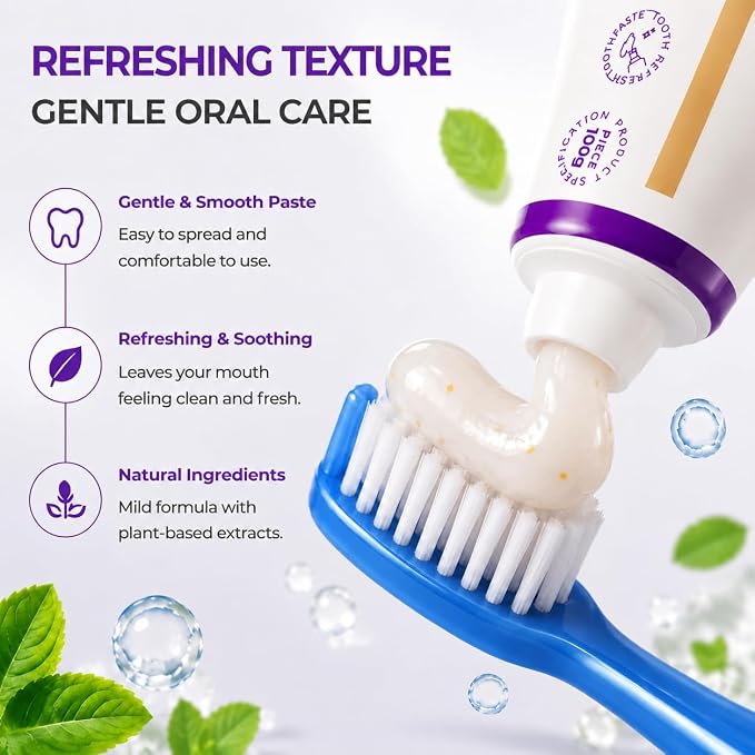 Tooth Refresh Toothpaste, Fluoride-Free, 3 Pack | Hydroxyapatite Toothpaste, Whitening & Stain Remover for Tea, Oral Care Toothpaste