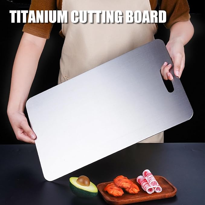 Titanium Cutting Board - 2026 New Upgrade 100% Pure Titanium Cutting Boards for Kitchen Double Sided Non Toxic Titanware Cutting Board,Hygiene Durable Dishwasher Safe Chopping Board (18"L x 12"W)