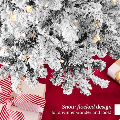 Best Choice Products Pre-Lit Black Christmas Tree, 4.5ft Artificial Flocked Full Fir Tree, Holiday Decoration w/ 200 Lights, 400 Branch Tips