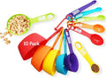 12 Piece Measuring Cups and Spoons Set, Colored Kitchen Measure Tools, Durable Nesting Cups and Spoons for Dry and Liquid, Dishwasher Safe (10)