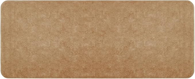 TYUU Bathroom Mat Quick Dry, Bathroom Rugs Non Slip Washable Thin Absorbent Bath Mat Fits Under Door Bathroom Floor Mat Perfect for Bath, Shower, or Sink 24"x60" Camel