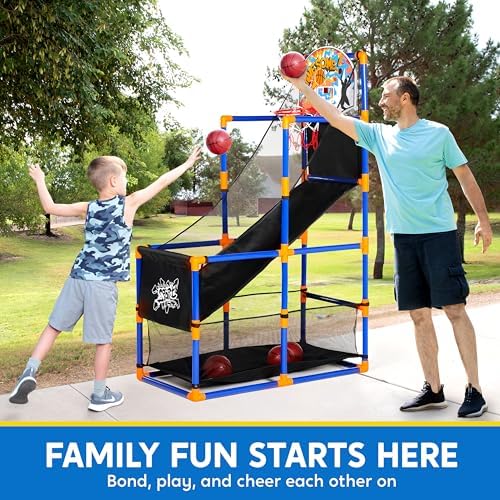 JOYIN Sports Toy LED Lightscore Arcade Basketball Game Set for Kids Ages 3+ – Includes Electronic Scoreboard, Cheer Sound Effects, 4 Balls & Hoop | Indoor/Outdoor for Kids | Easy to Assemble