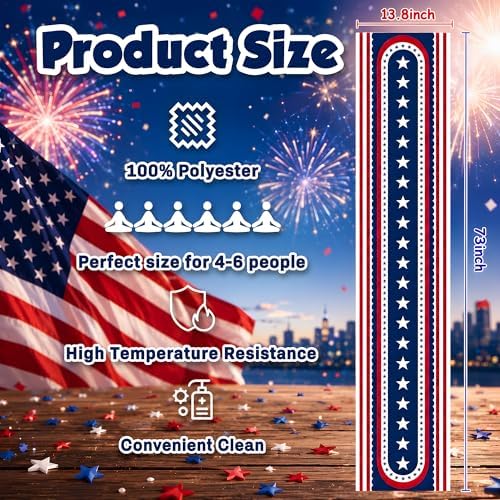 OHOME 4th of July Decorations - Patriotic USA Stars Table Runner for Home | Memorial Day Decorations - Fourth of July Accessories Decor Party Supplies Indoor Outdoor - 250 Anniversary USA Merchandise