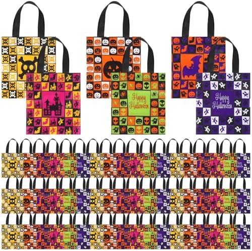 Sweetude 120 Pcs Halloween Tote Bags Bulk Halloween Trick Treat with Handle