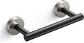 FORIOUS Toilet Paper Holder Wall Mount, Stainless Steel Rustproof Double Post Pivoting Tissue Roll Holder for Bathroom, Commercial Toilet Paper Dispenser, Matte Black & Stainless Steel