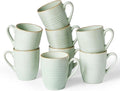 famiware Jupiter Coffee Mugs Set of 8, 13 oz Coffee Mug, Microwave and Dishwasher Safe, Coffee Cups with Handle for Coffee, Tea, Cocoa, Milk, Light Green
