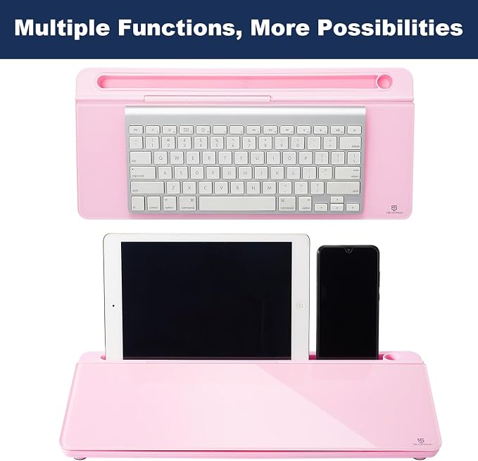 TSJ OFFICE Desktop Whiteboard Dry-Erase-Board - Computer Keyboard Stand White Board Surface Pad with Drawer, Desk Organizers with Accessories for Office, Home, School Supplies - Complete Pink