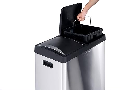 Step N' Sort The 16 Gal. 2-Compartment Stainless Steel Trash and Recycling Bin