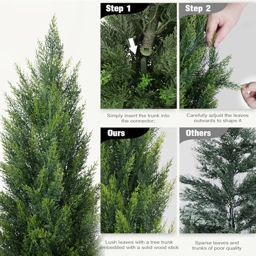 Vitalismo 4FT Artificial Cedar Trees Set of 2 for Outdoor Front Porch