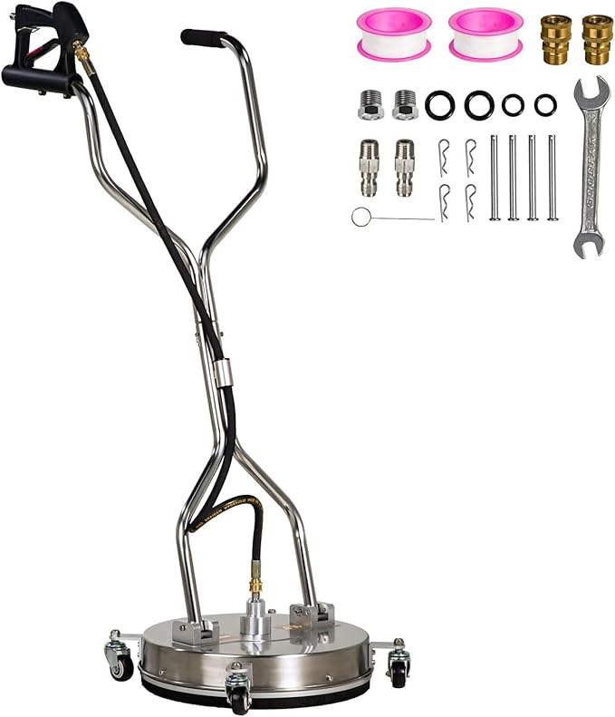 OCPTY 16.5" Pressure Washer Surface Cleaner with 4 Wheels 3/8" Quick Connector and Washer Accessories,4.0 GPM Pressure Washer Attachments For Concrete, Patio, Sidewalk, Deck And Driveways,4000 PSI