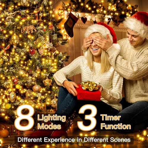 Ollny 200LED 66FT Warm White Christmas String Lights Plug in with Remote