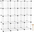 C&AHOME 16 Cube Storage Organizer Cube Shelves Units Storage Cubes, White | Plastic DIY Closet Organizer, Stackble Modular Closet Storage Shelves Ideal for Home, Bedroom, 48.4" L × 12.4" W × 48.4" H