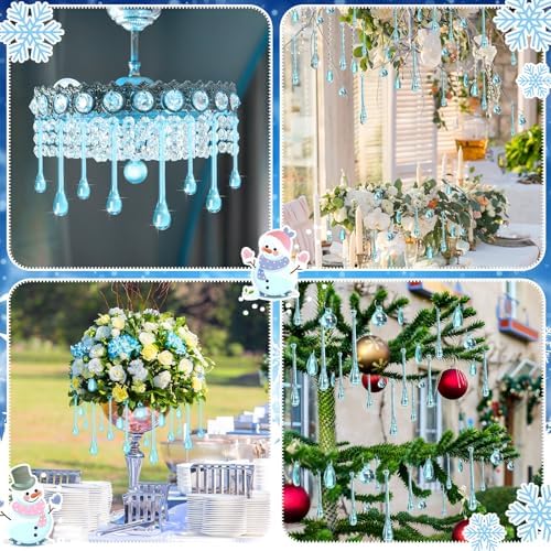 Vercraft 100 Pcs Christmas Tree Acrylic Hanging Ornaments, Blue