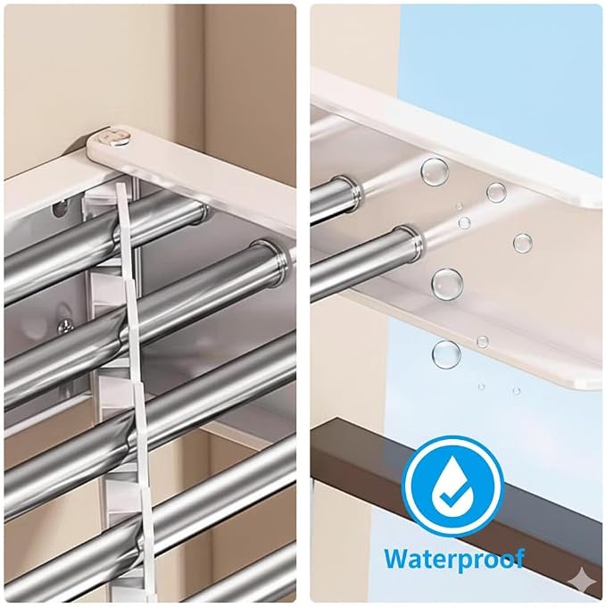 Wall Mounted Clothes Drying Rack 31.5" Foldable, 60 lb for Laundry & Apt | Carbon Steel & Stainless Steel, 60 lb, Rust-Resistant, Fits Brick/Wood, Folds 3" Deep, for Apt, RV, Laundry