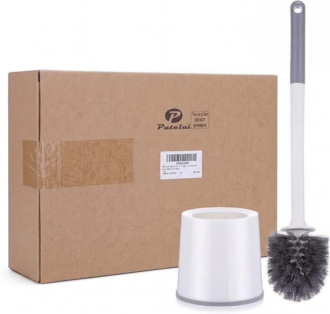 Patelai 6 Pack 18.12 Inch Toilet Bowl Brush and Holder for Bathroom Toilet Bowl Brush Scrubber with Caddy Set for Deep Cleaning (White)