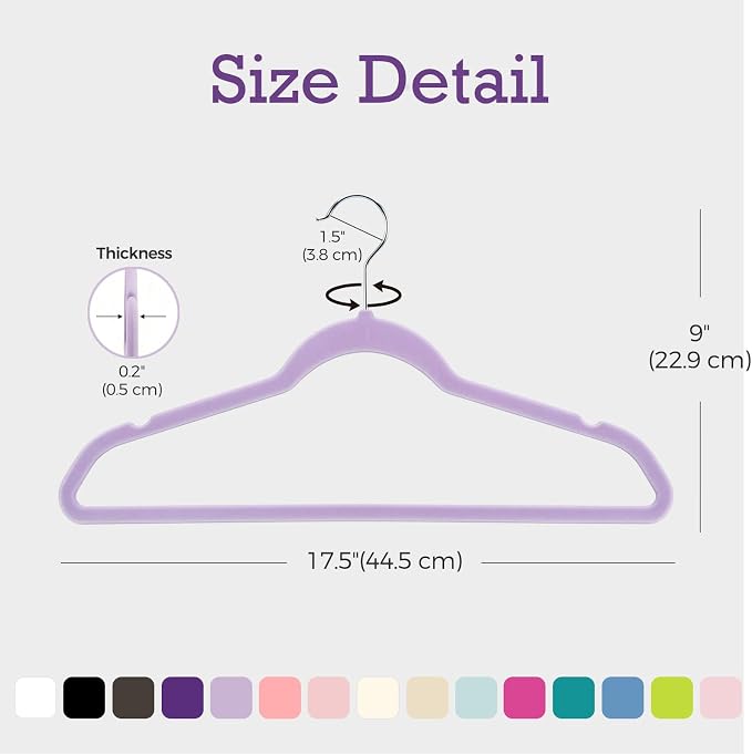 HOUSE DAY Lt-Purple Velvet Hangers 60 Pack, Non Slip Clothes Felt Hanger Heavy Duty for Coat, Premium Slim Space Saving Suit Hangers for Closet Organizer, 360° Rotating Silver Hook