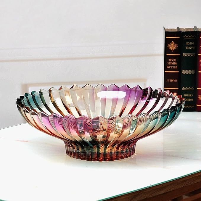 MAGCOLOR 12 inch Diameter Crystal Glass Colorful Fruit Bowl kitchen decor accessories