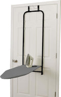 Household Essentials Over‑The‑Door Steel Top Ironing Board with Scorch‑Resistant Cotton Cover, Matte Black