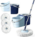 Spin Mop & Bucket System with 4 Washable Microfiber Mop Pads | 4 Washable Microfiber Mop Heads, Durable Replacement Pads for Hardwood, Tile & Multi-Surface Floor Cleaning