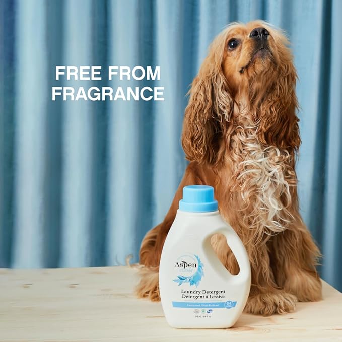 AspenClean | HE Liquid Laundry Detergent | Unscented | Non - Toxic | Natural | EWG Verified | Safe for Babies, Pets & Kids | 64 fl oz (2-pack)