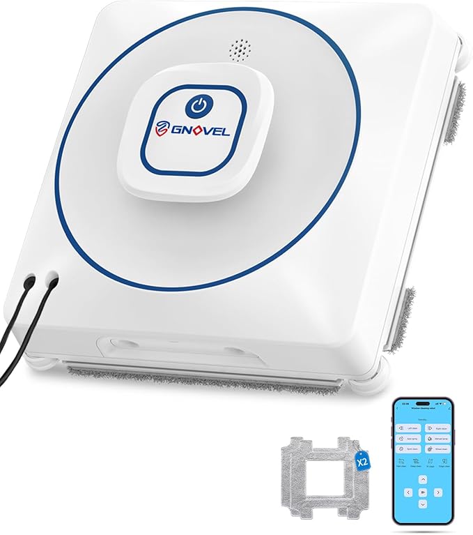 Window Cleaning Robot, 8000Pa Auto Window Cleaner with Intelligent Path Planning, 15-Stage Anti-Fall for High-Rise Glass, App & Remote Control, Hands-Free for Tile & Floor-to-Ceiling Windows